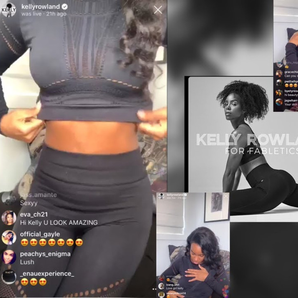 Fabletics Kelly Rowland Jaymee Black Mesh Top LS - Picture 4 of 8